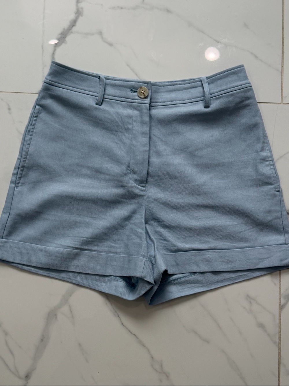 LOFT Pale Blue Belt-Loop Bermuda Shorts